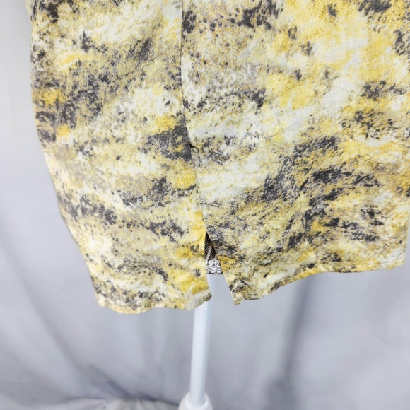 Talbots Yellow Grey White Mottle Print Ruffle Front Sleeveless Cotton Top Size 6 - Picture 8 of 11